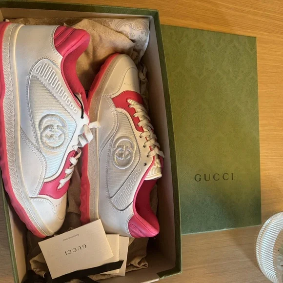 Gucci White and Pink Sneakers - Picture 1 of 11